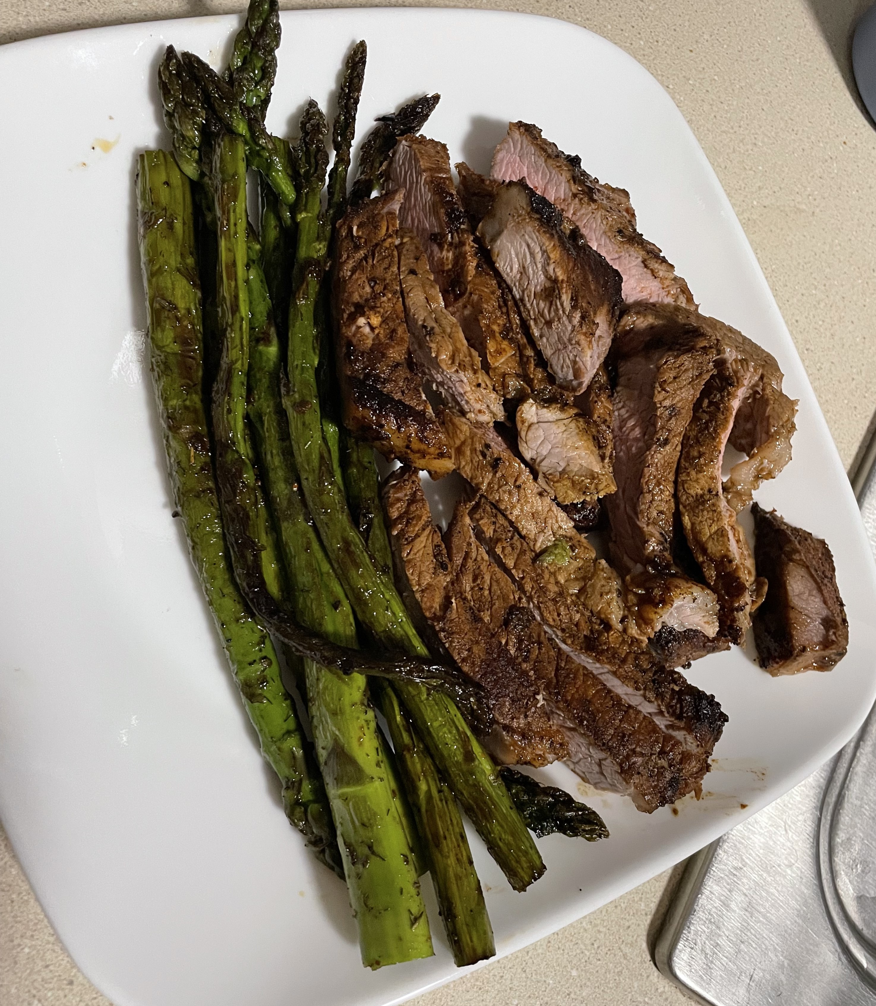 Steak and Asparagus on the blackstone1